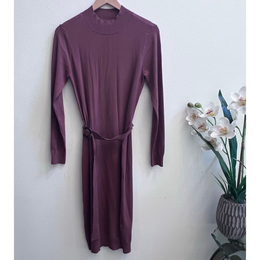 Lascana Women's Knit Mockneck Long Sleeve in‎ Copper Bodycon Dress Belted Size 6